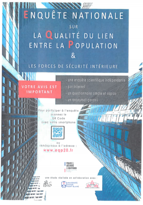Affiche enquête sur la qualité du lien entre la population et les policiers